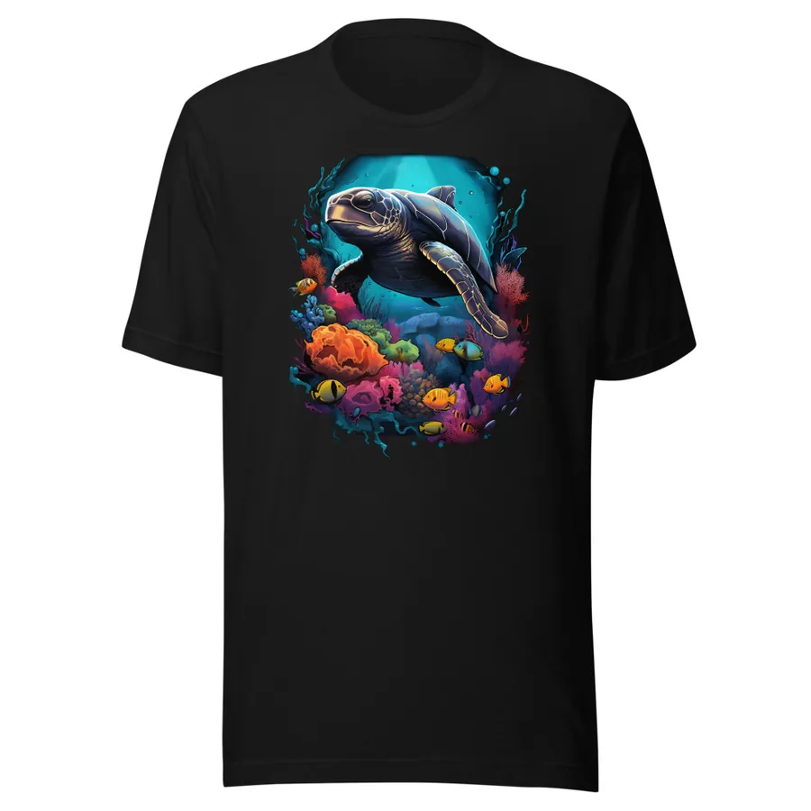 Coral Reef Turtle on Black