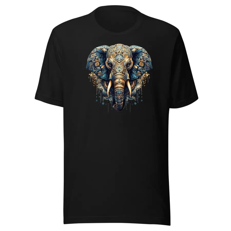 Golden Mandala Elephant on Black