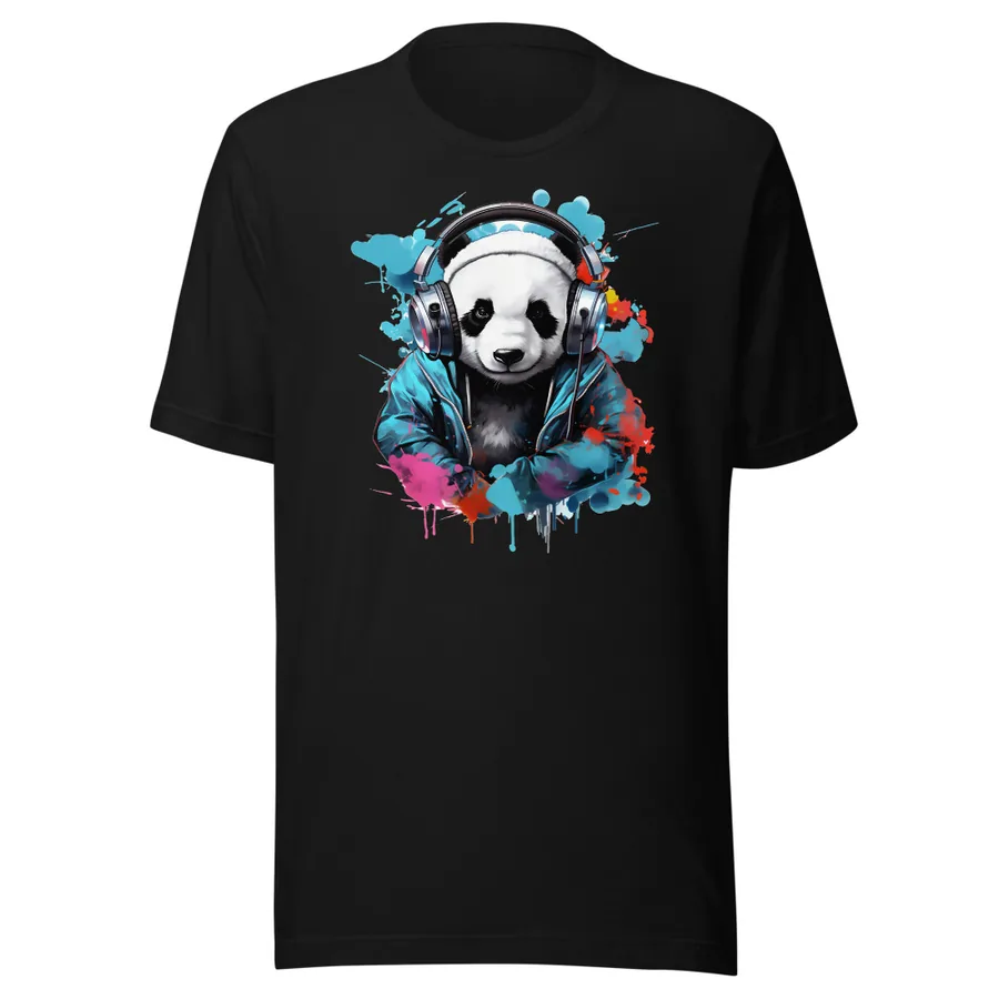 Headphones Panda: Blue on Black