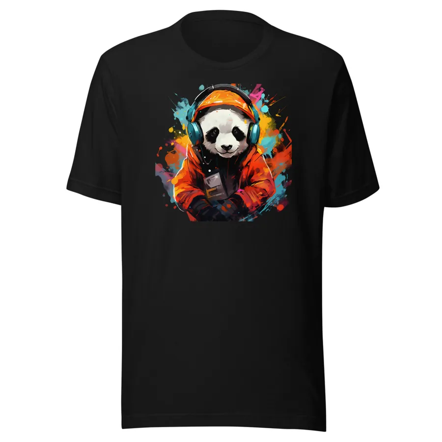 Headphones Panda: Orange on Black