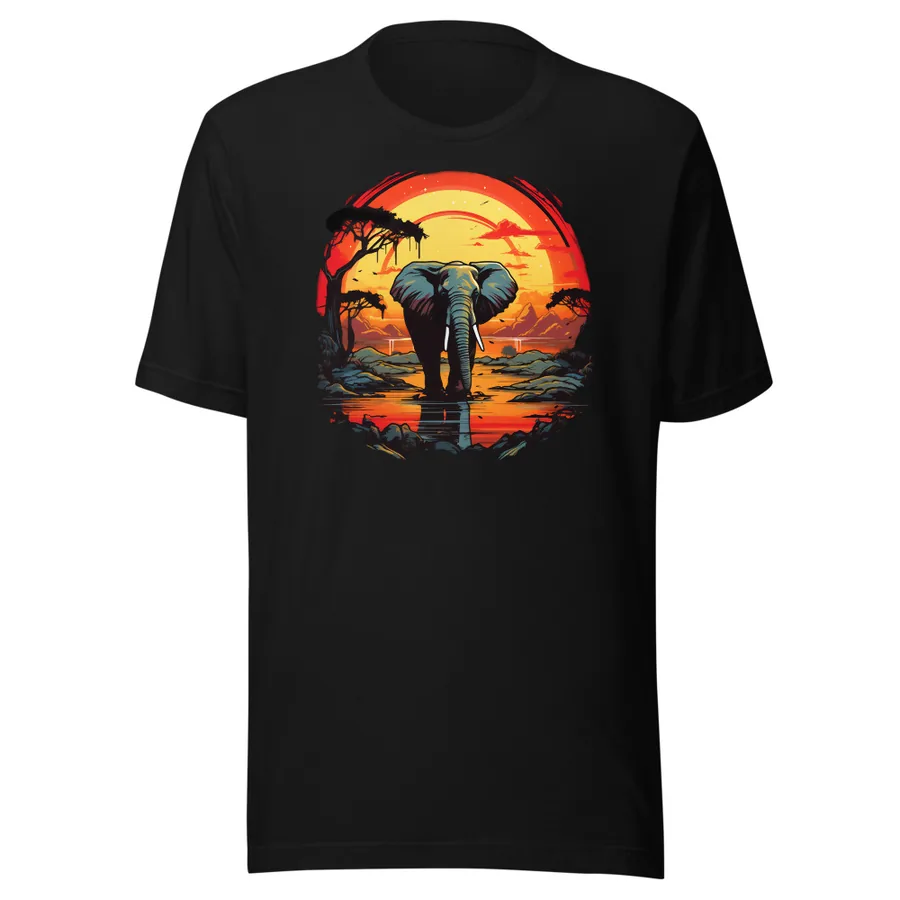 Sunset Elephant on Black